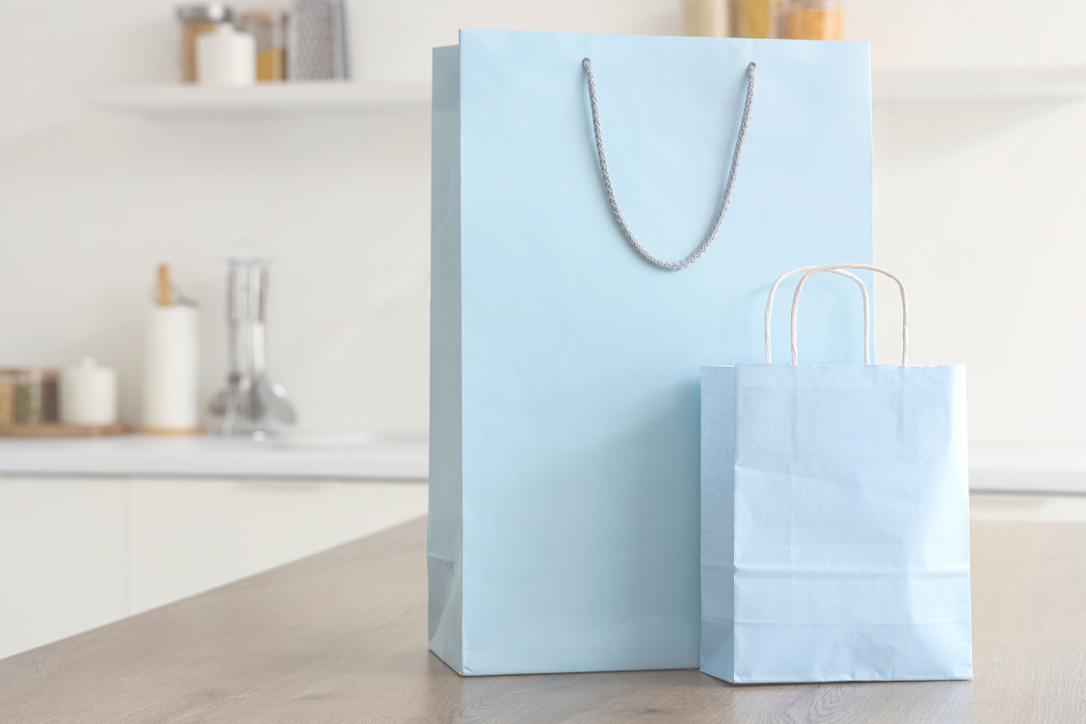Two paper bags prepared as small gifts