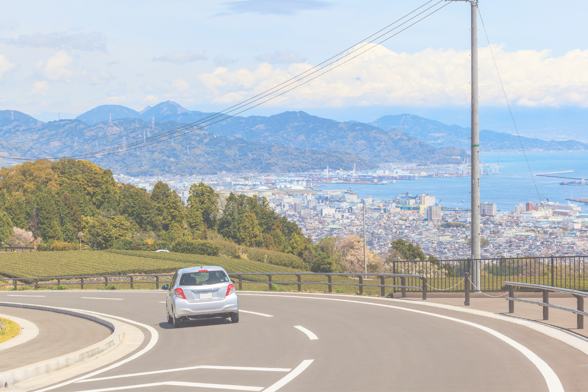 Cars driving on an elevated road overlooking the city