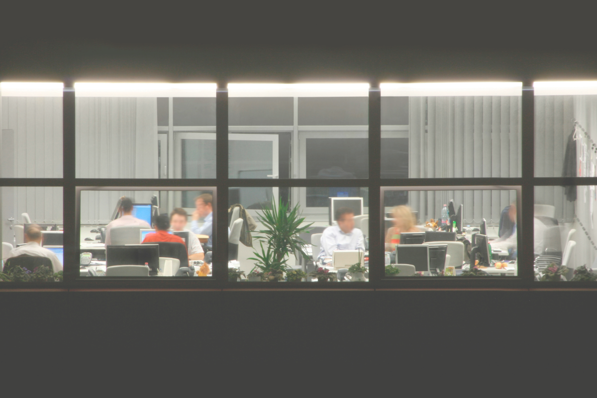 People working at their desks in an office