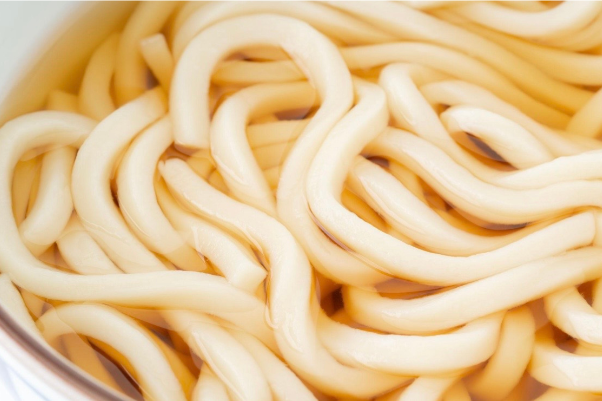 Thick and chewy Sanuki udon noodles